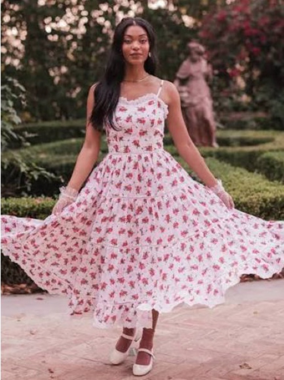 JessaKae Madeline Rosy Lace Maxi Dress with Lace Trim 2X - Picture 3 of 11